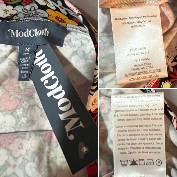 Modcloth Excellence Attained Mini Skirt Floral ALine Skirt Red Fruit Print NWT M - Picture 10 of 11